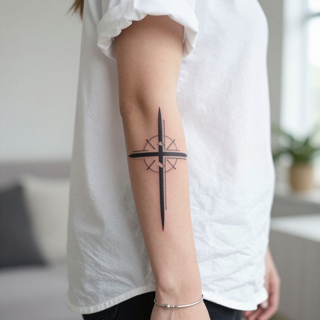 Geometric Cross tattoo idea