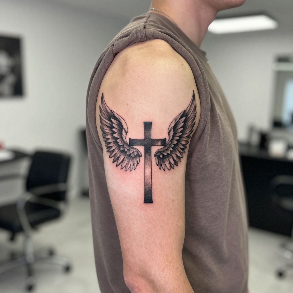 Cross With Wings tattoo idea