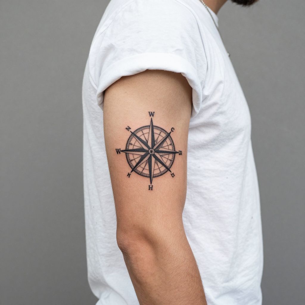 Coordinates with Compass Rose Tattoo