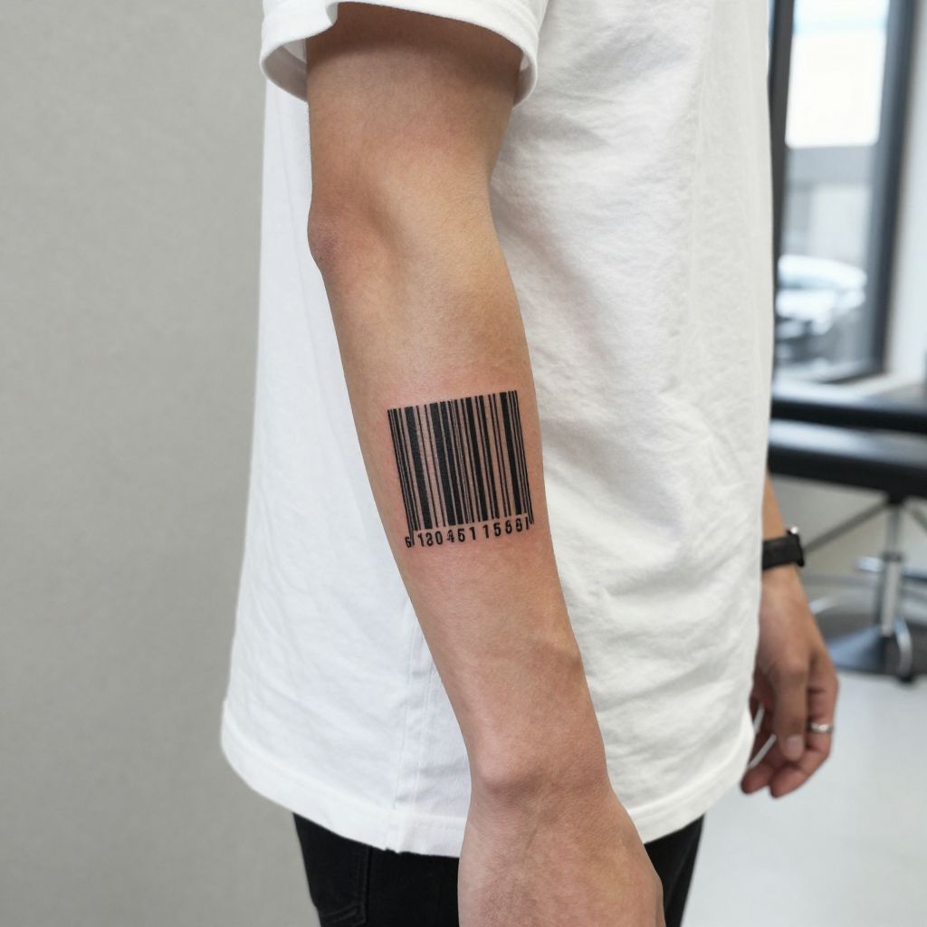Barcode Date with Coordinates Combo Tattoo