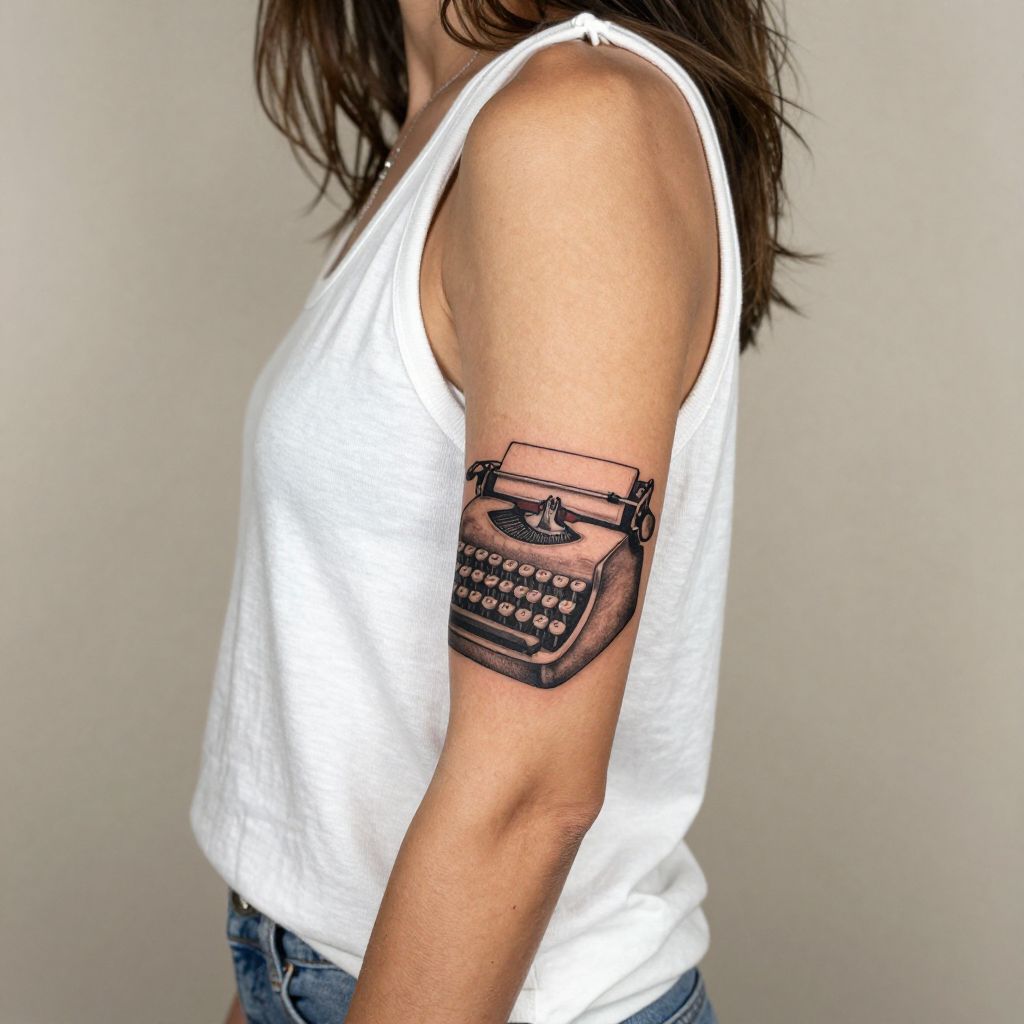 Vintage Typewriter Numbers Tattoo