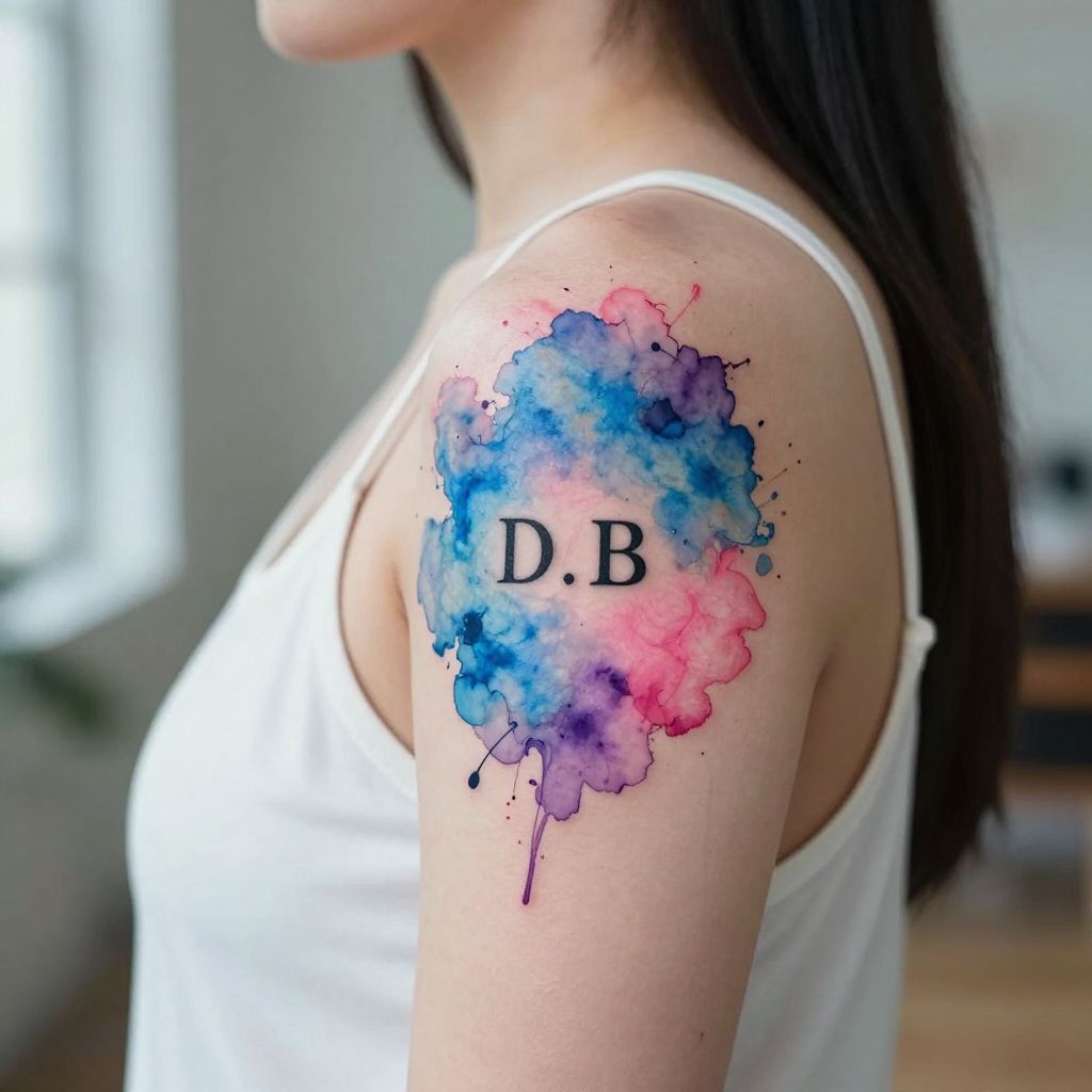 Watercolor Date Splash Tattoo