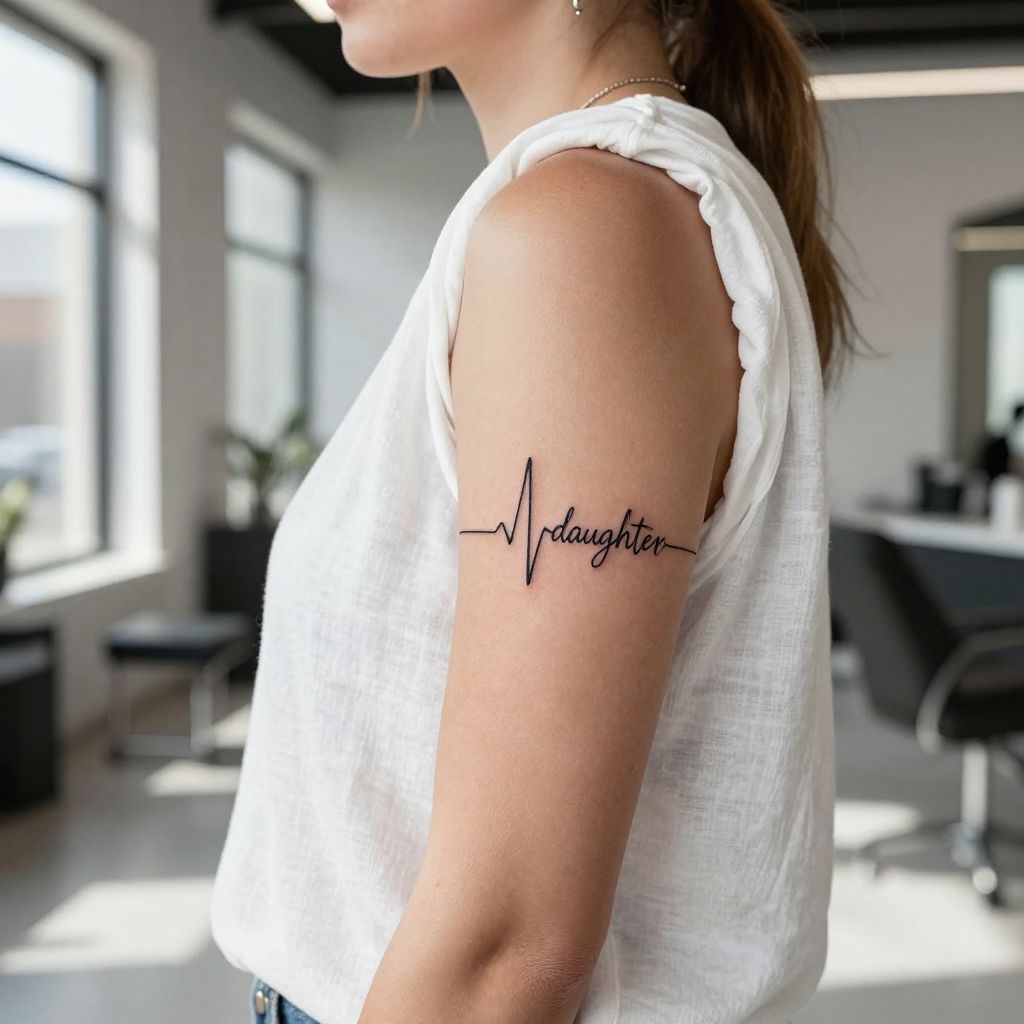 Heartbeat Line with Daughter’s Name