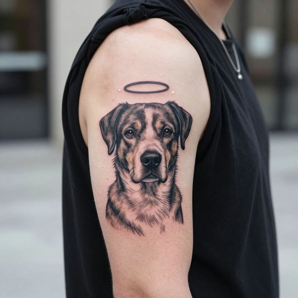 Dog With Halo Tattoo