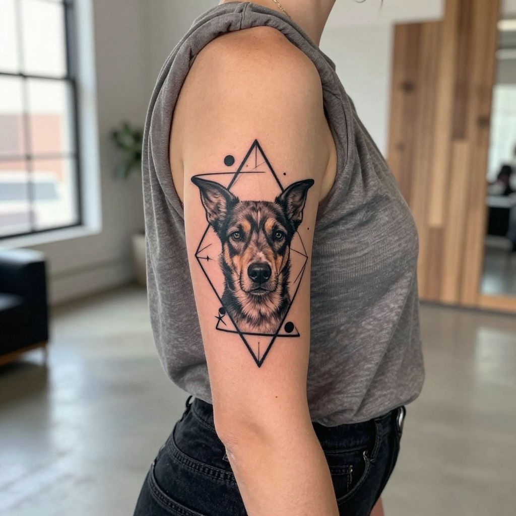 Geometric Dog Tattoo