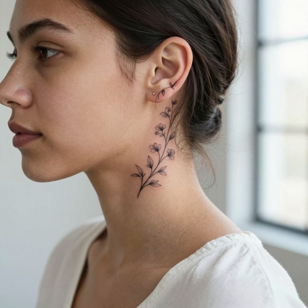 Tiny Floral Vine Tattoo