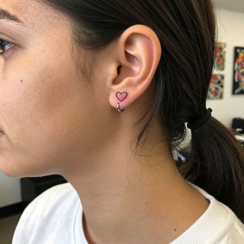 Tiny Heart Outline Tattoo