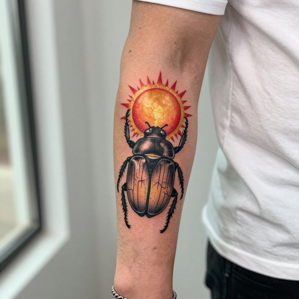 Scarab with Sun Disk Tattoo