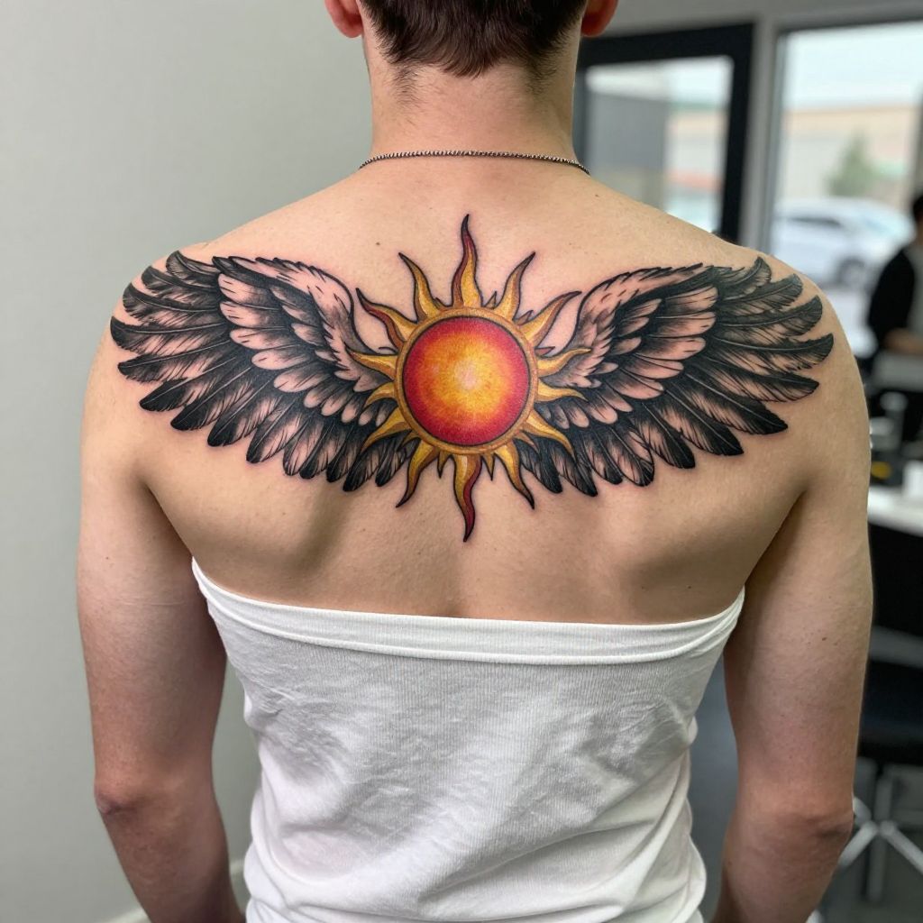 Winged Sun Disk Tattoo