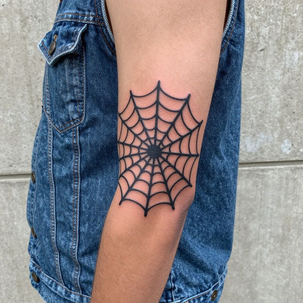 Spiderweb elbow tattoo idea