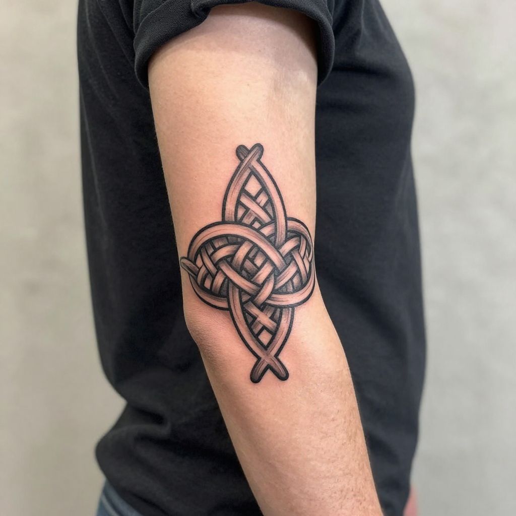 Celtic knot elbow tattoo idea