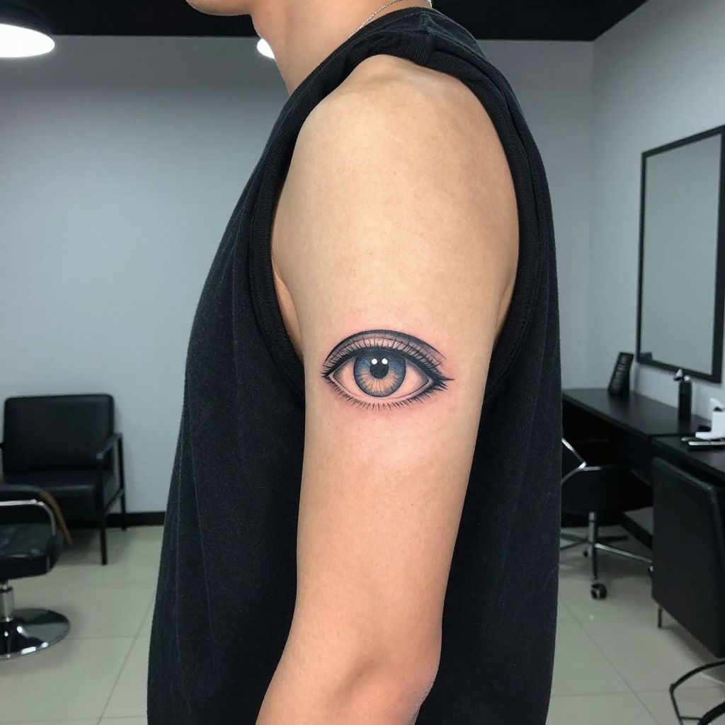 Eye of protection elbow tattoo idea
