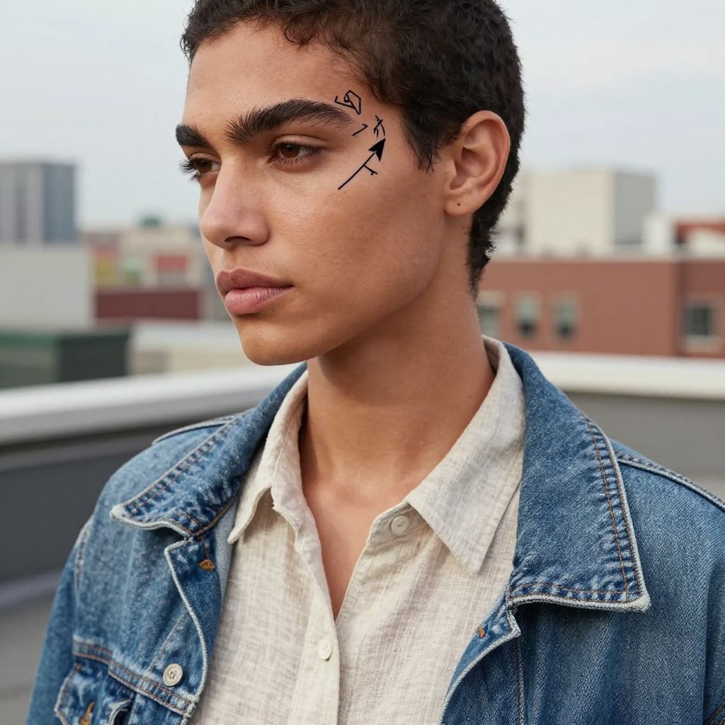 Tiny Arrow face tattoo idea