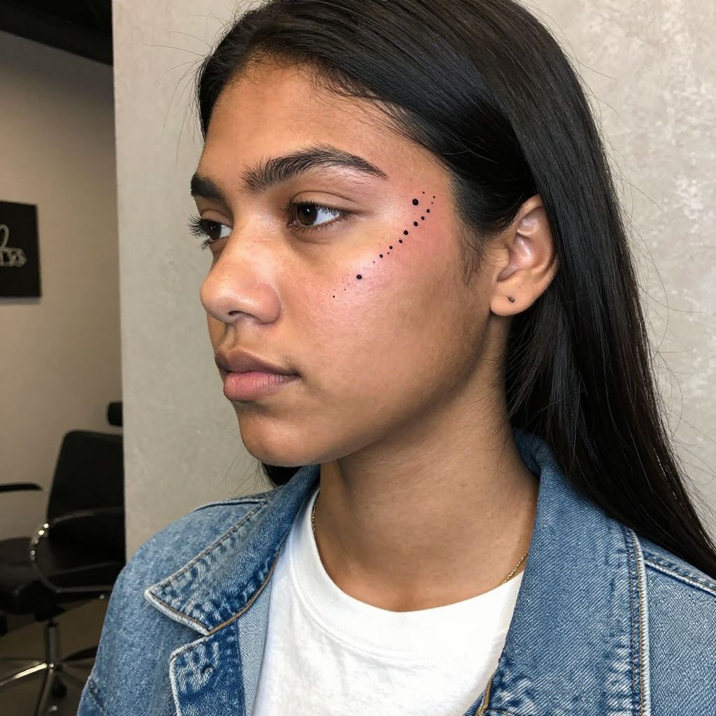 Tiny Dot Trail face tattoo idea