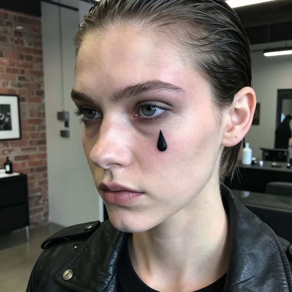 Single Tear Drop face tattoo idea