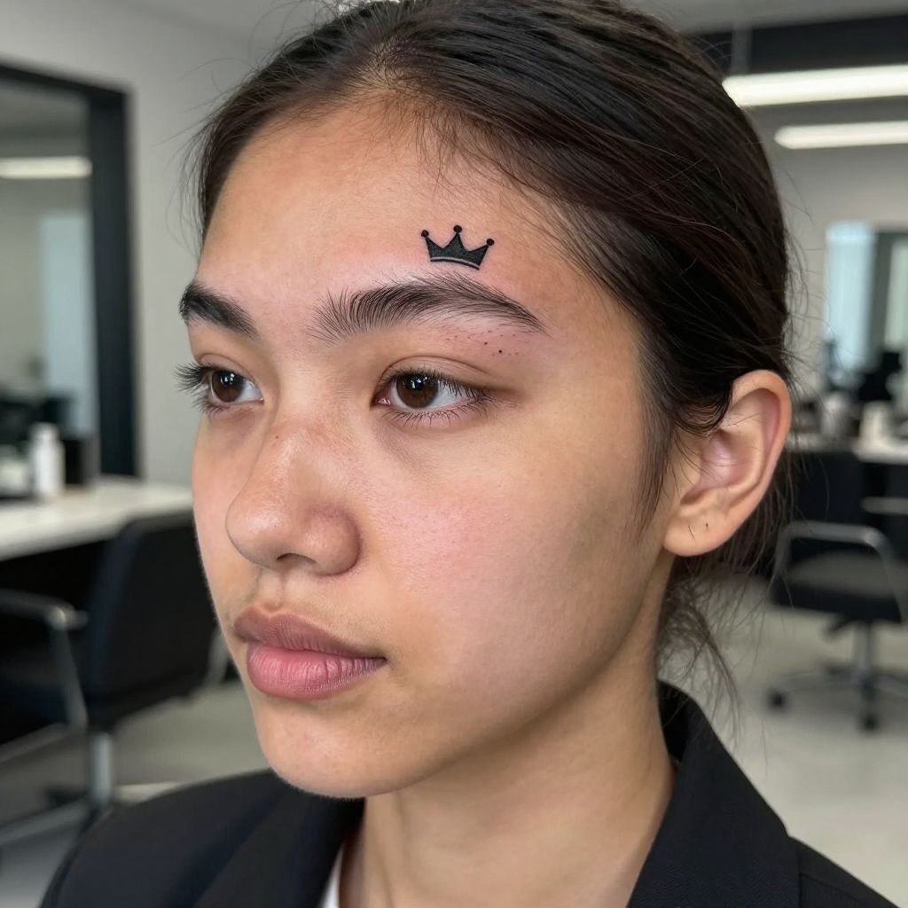 Micro Crown face tattoo idea