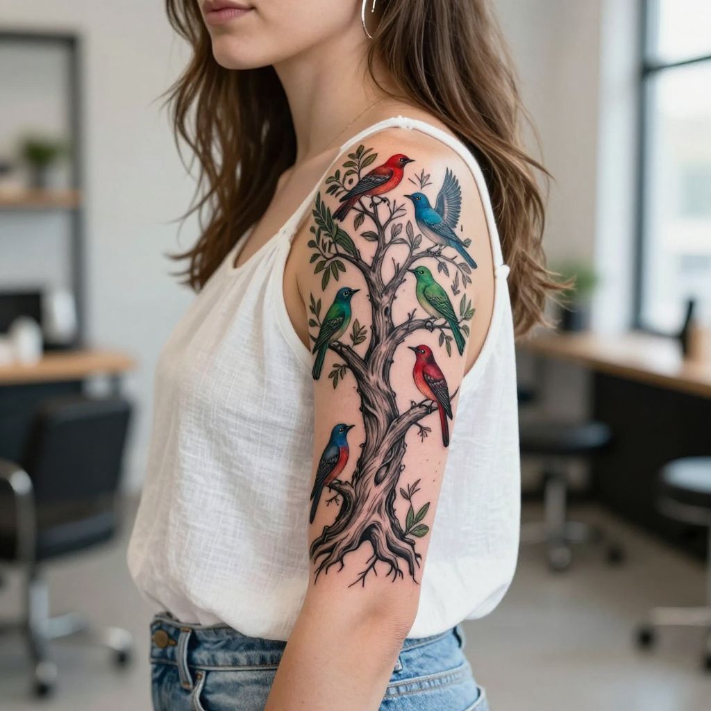 Family Tree with Birds