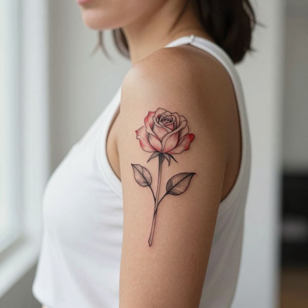 Single Line Rose tattoo idea