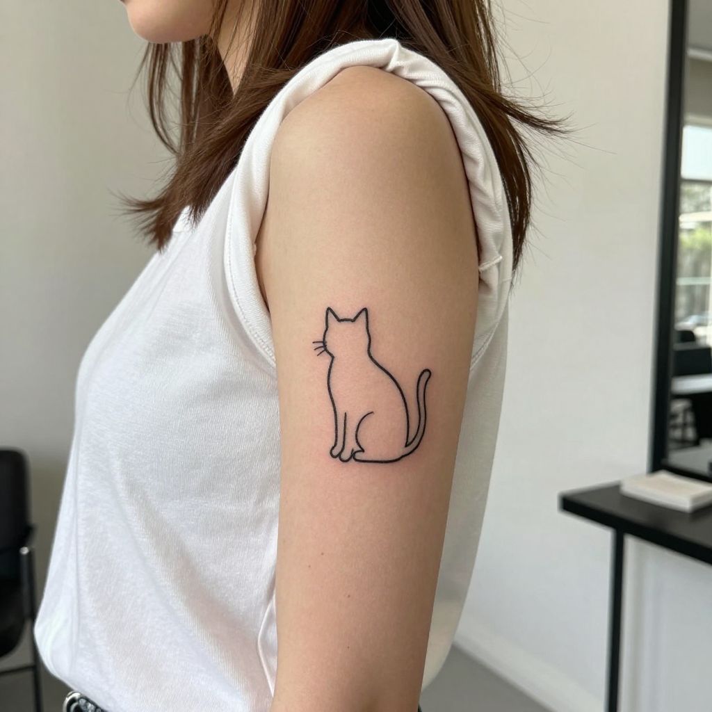 Tiny Cat Silhouette tattoo idea