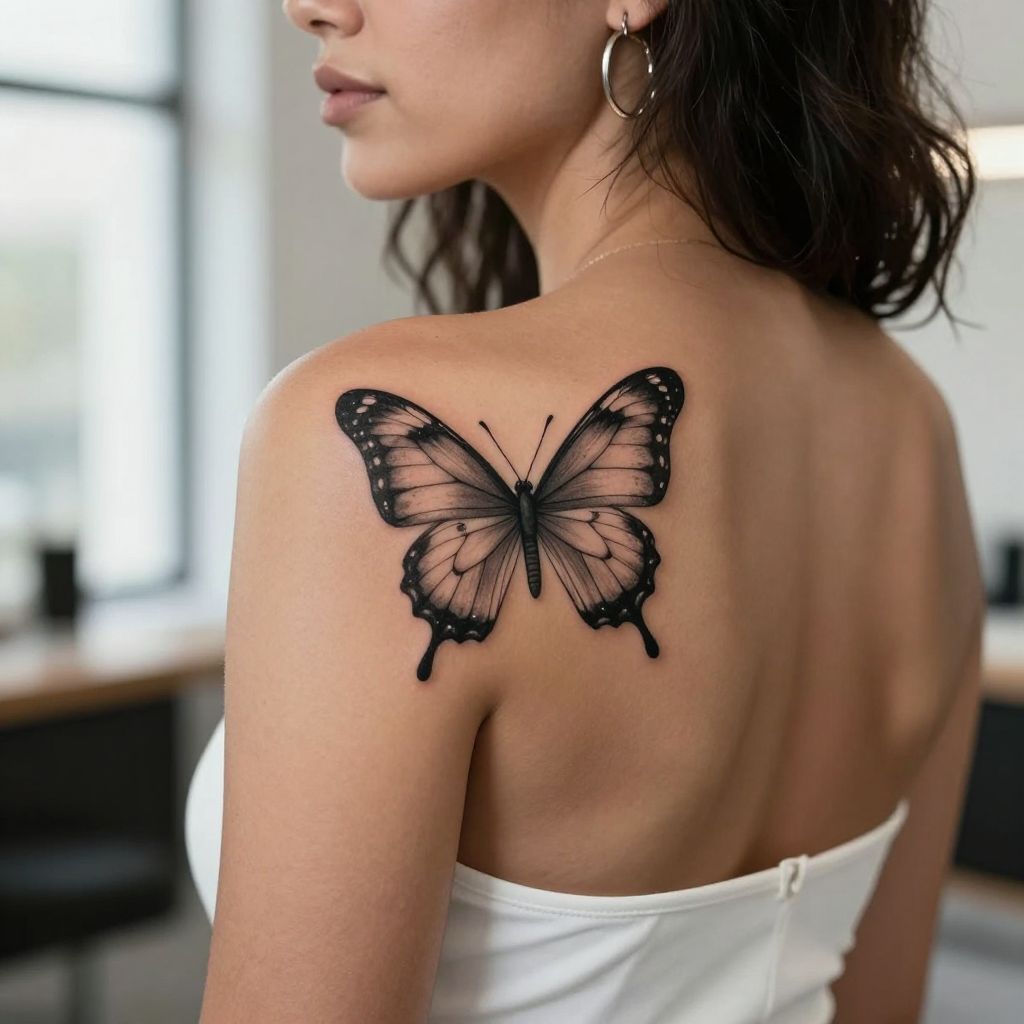 Butterfly With Fine Shading tattoo idea