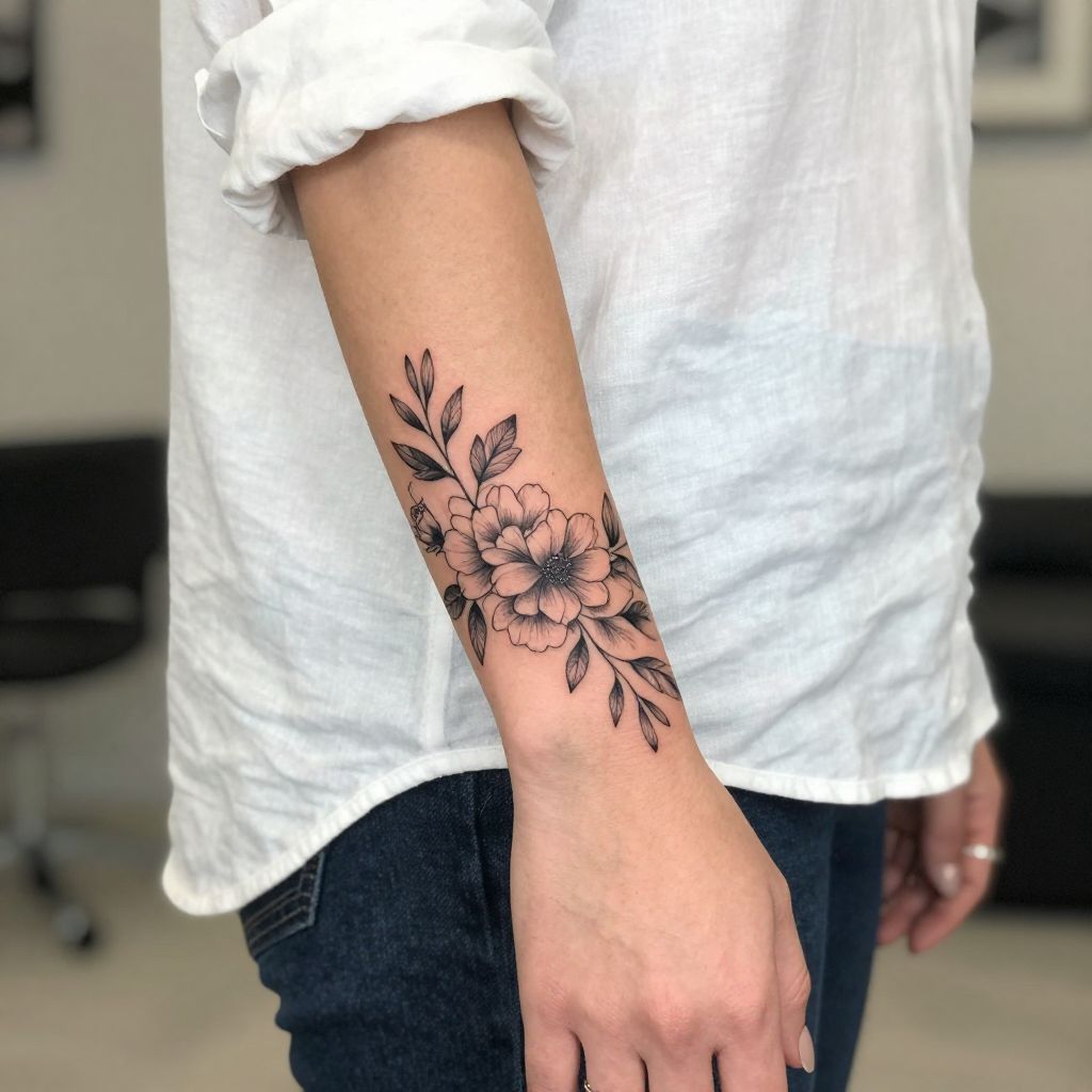 Floral Wrist Wrap tattoo idea