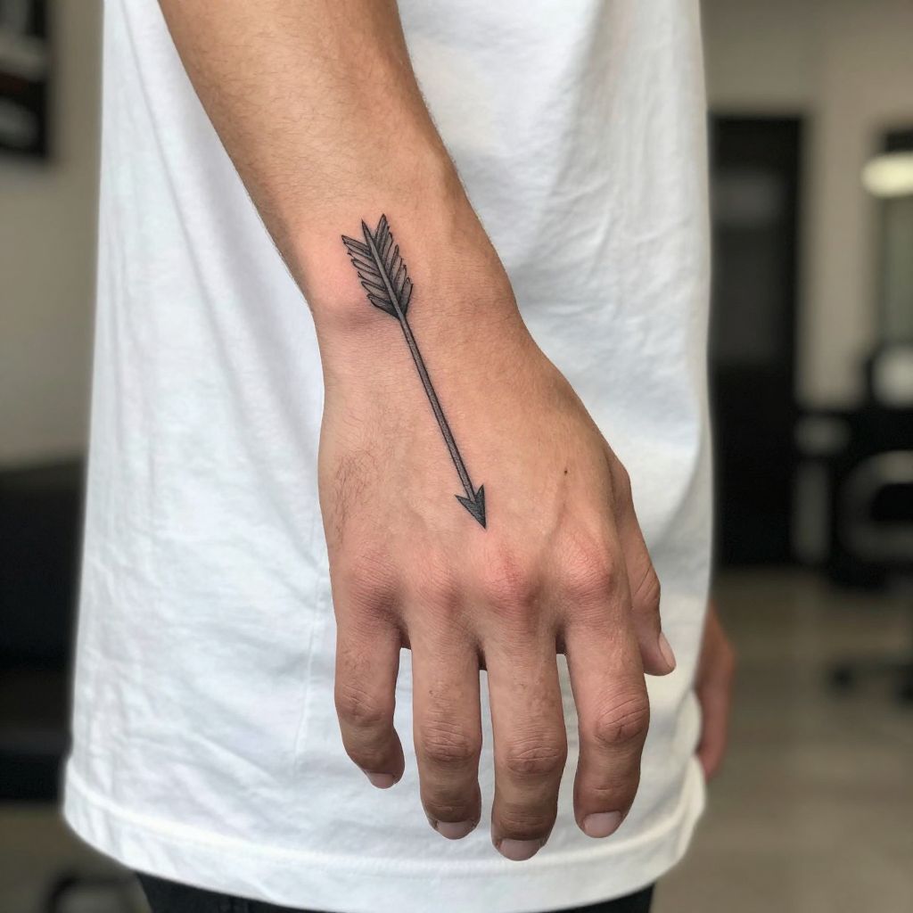Tiny Arrow finger tattoo idea
