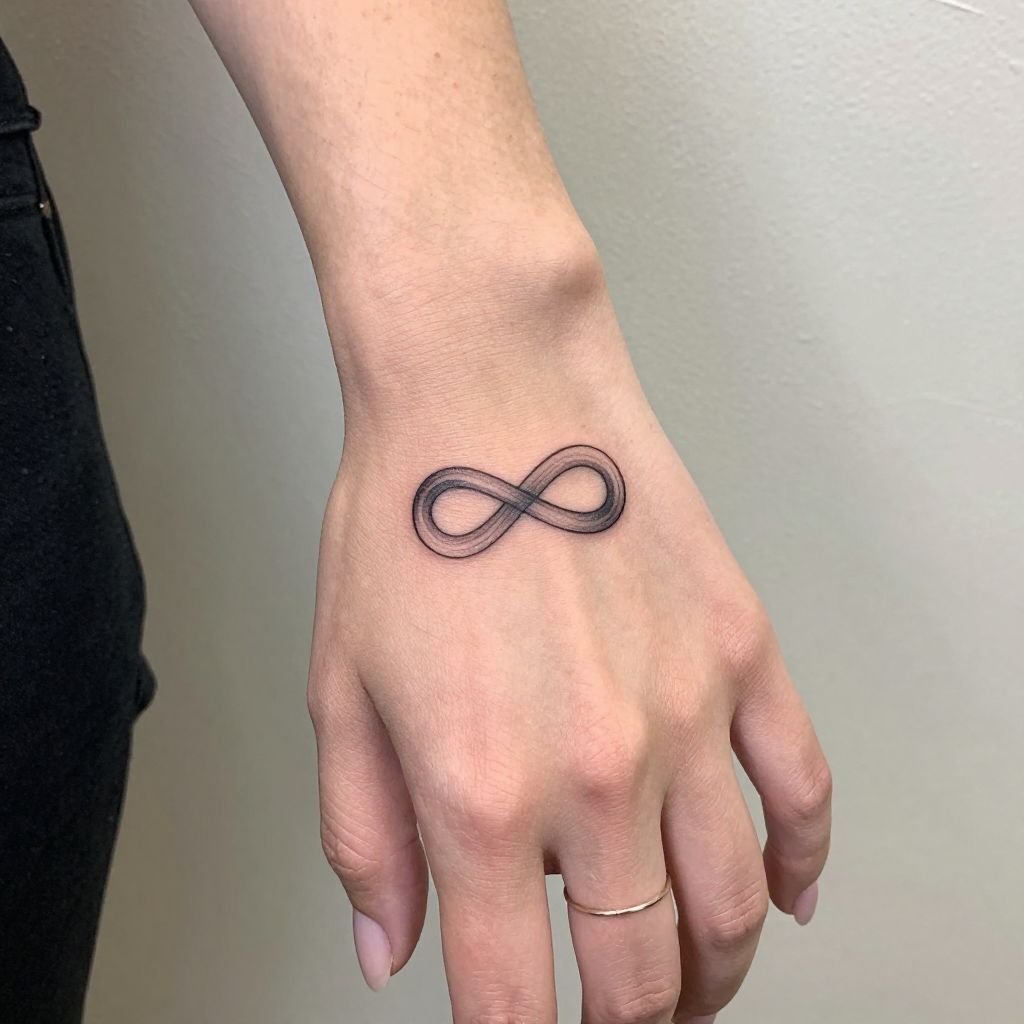 Tiny Infinity Loop finger tattoo idea