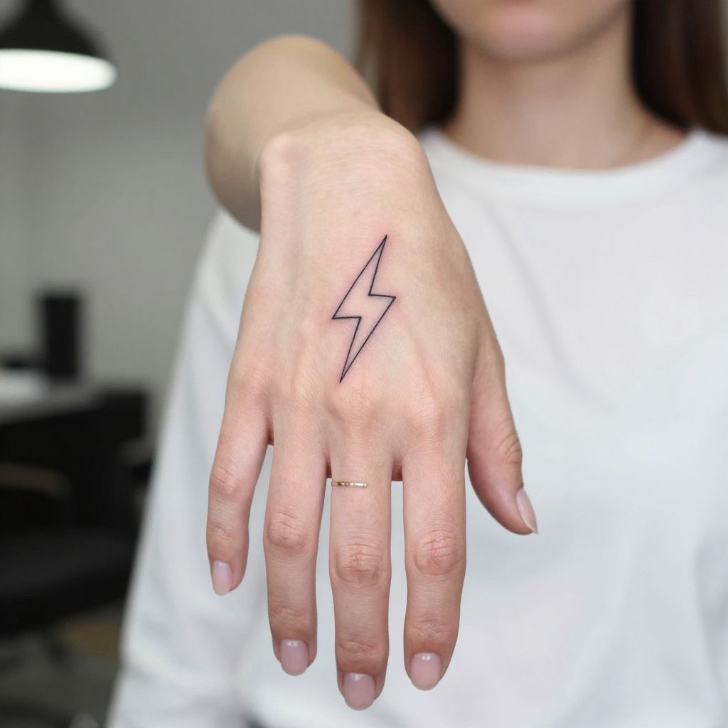 Tiny Lightning Bolt finger tattoo idea