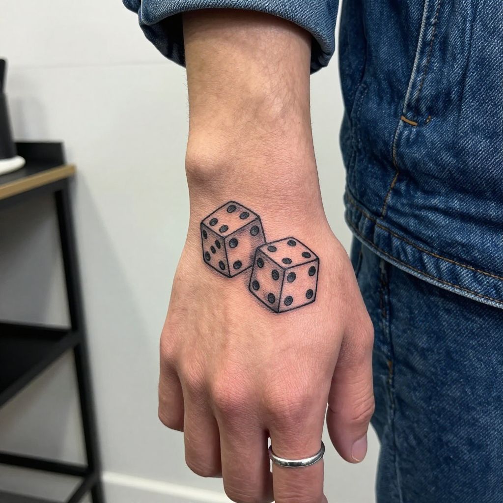 Tiny Dice finger tattoo idea