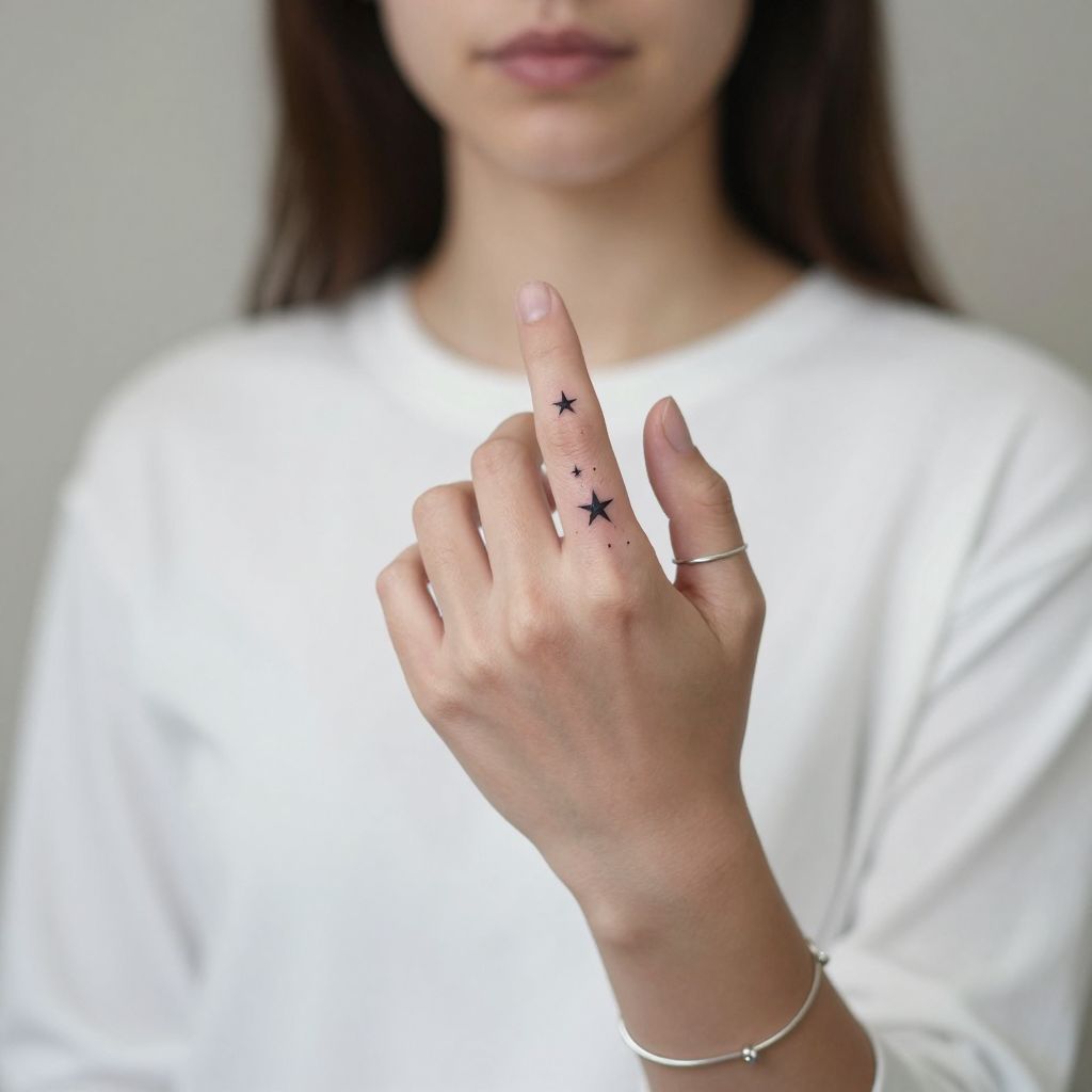Tiny Star Cluster finger tattoo idea