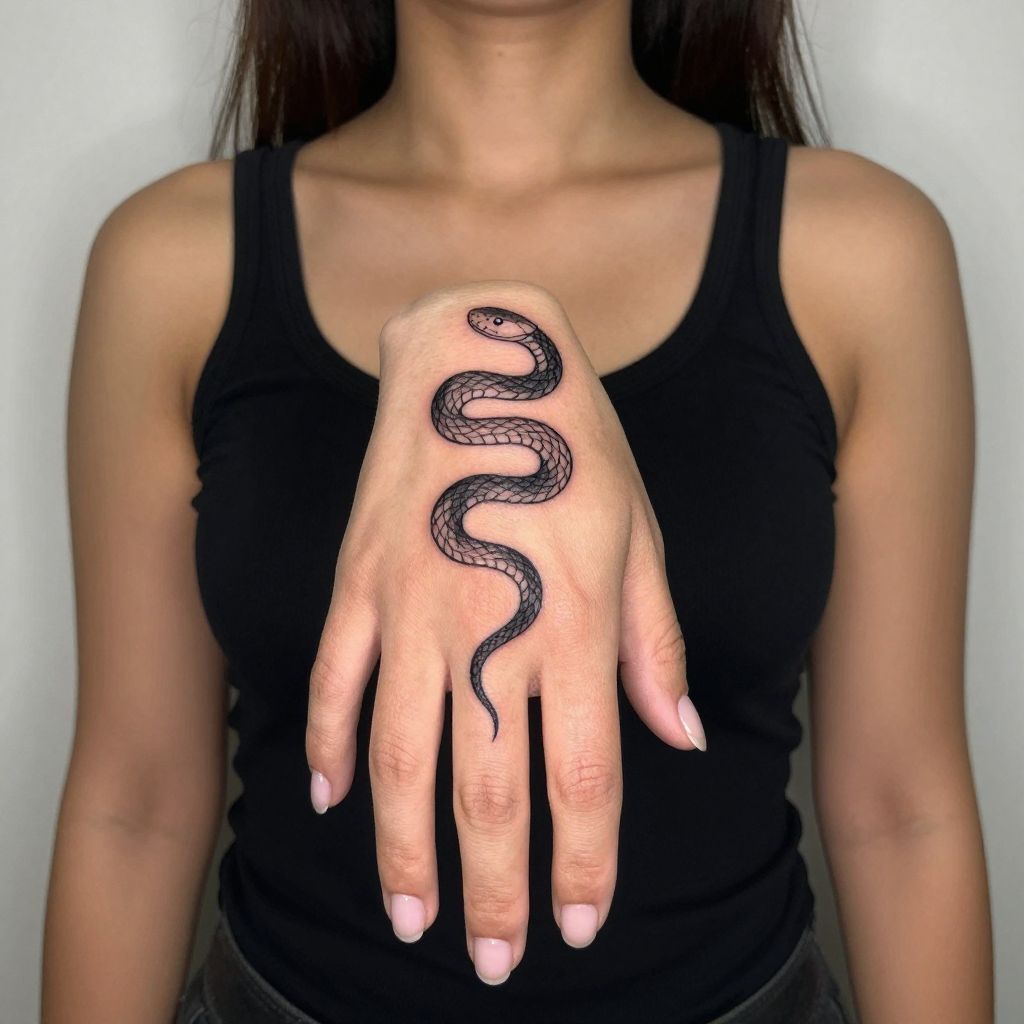 Tiny Snake finger tattoo idea