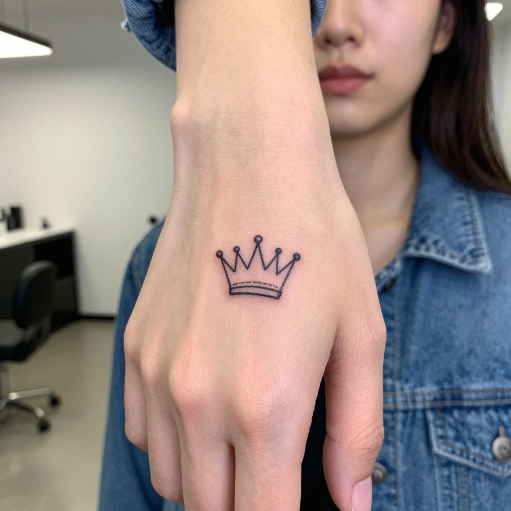 Tiny Crown finger tattoo idea