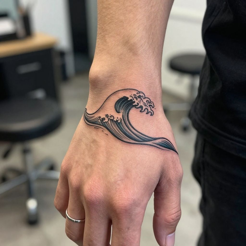 Tiny Wave finger tattoo idea