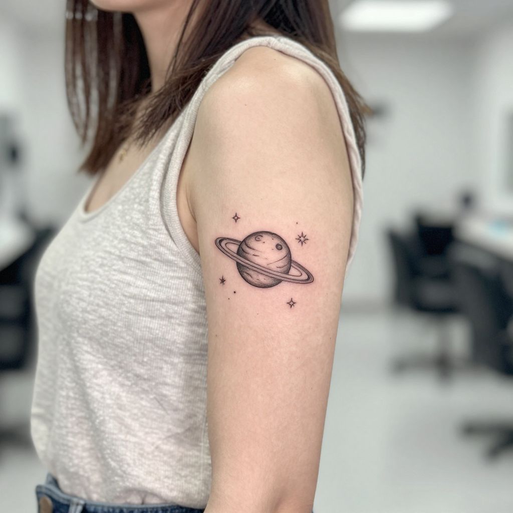 Tiny Planet and Ring tattoo idea