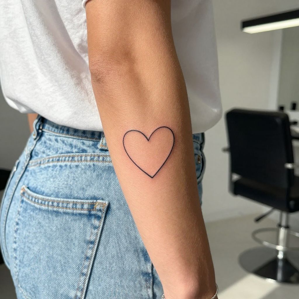 Minimal Heart Outline tattoo idea