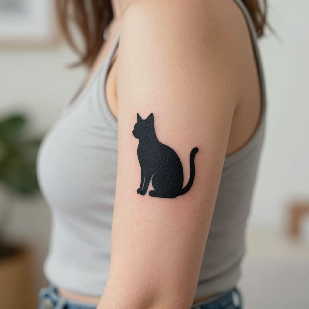 Tiny Cat Silhouette tattoo idea