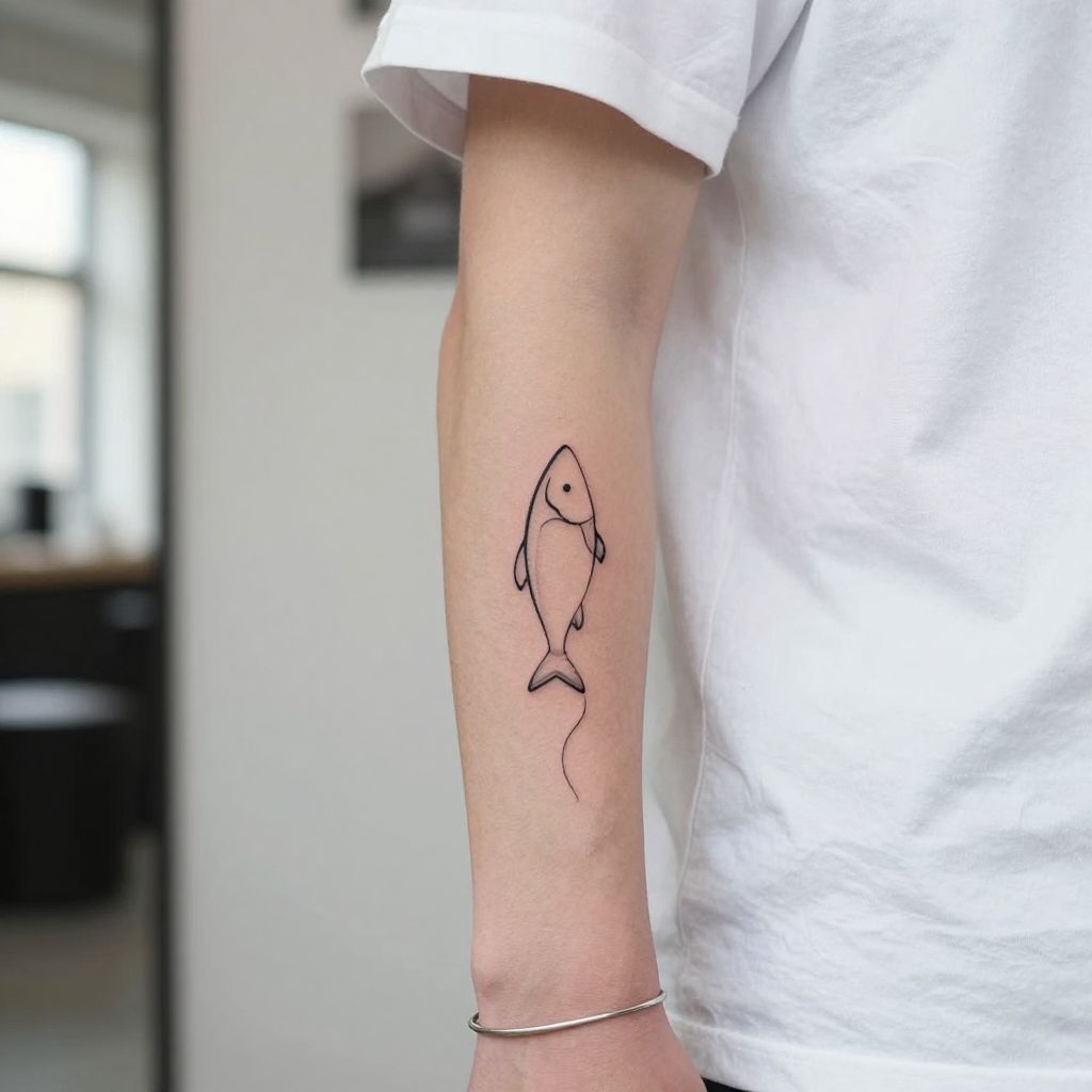 Minimalist Line Fish Silhouette
