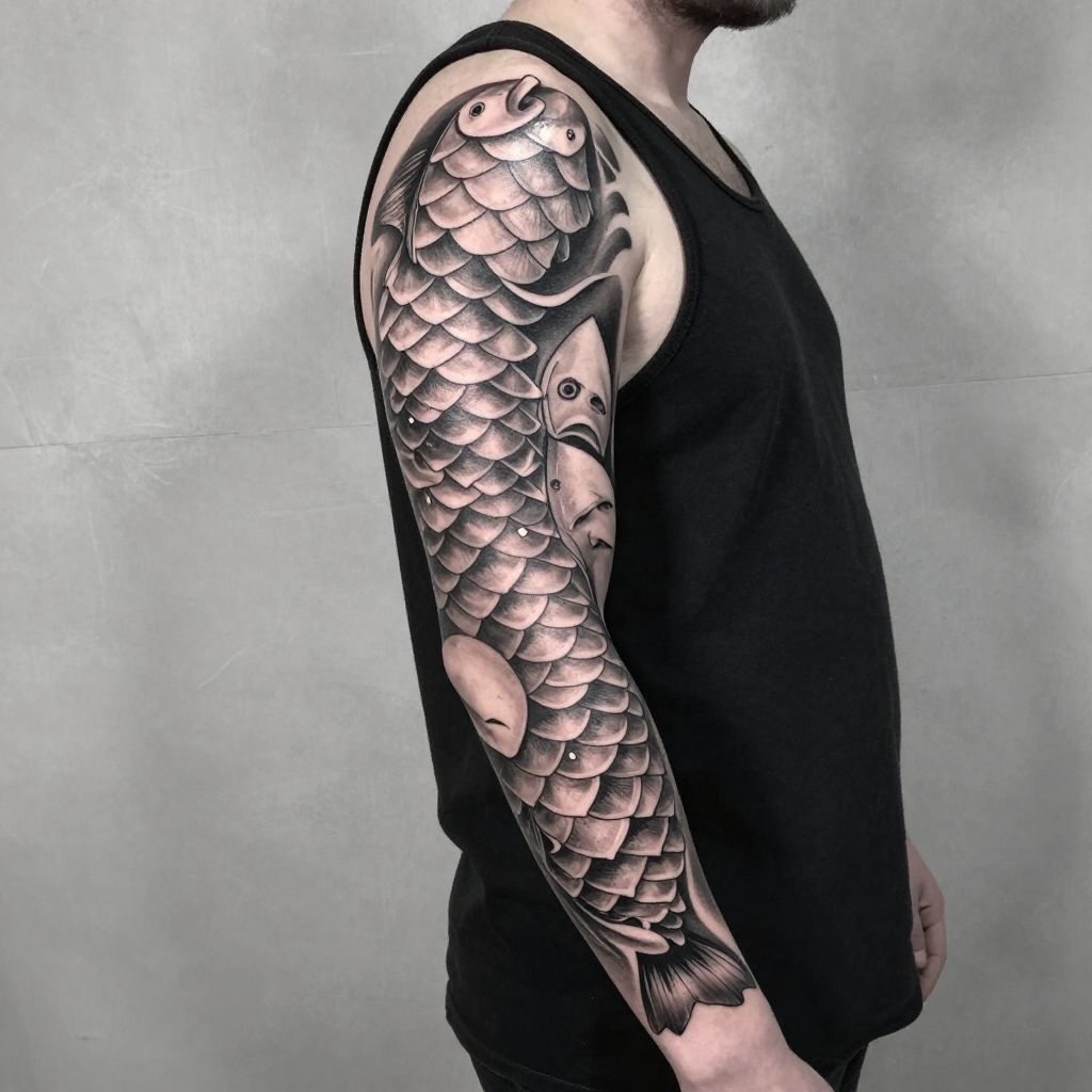 Abstract Fish Scales Pattern Sleeve