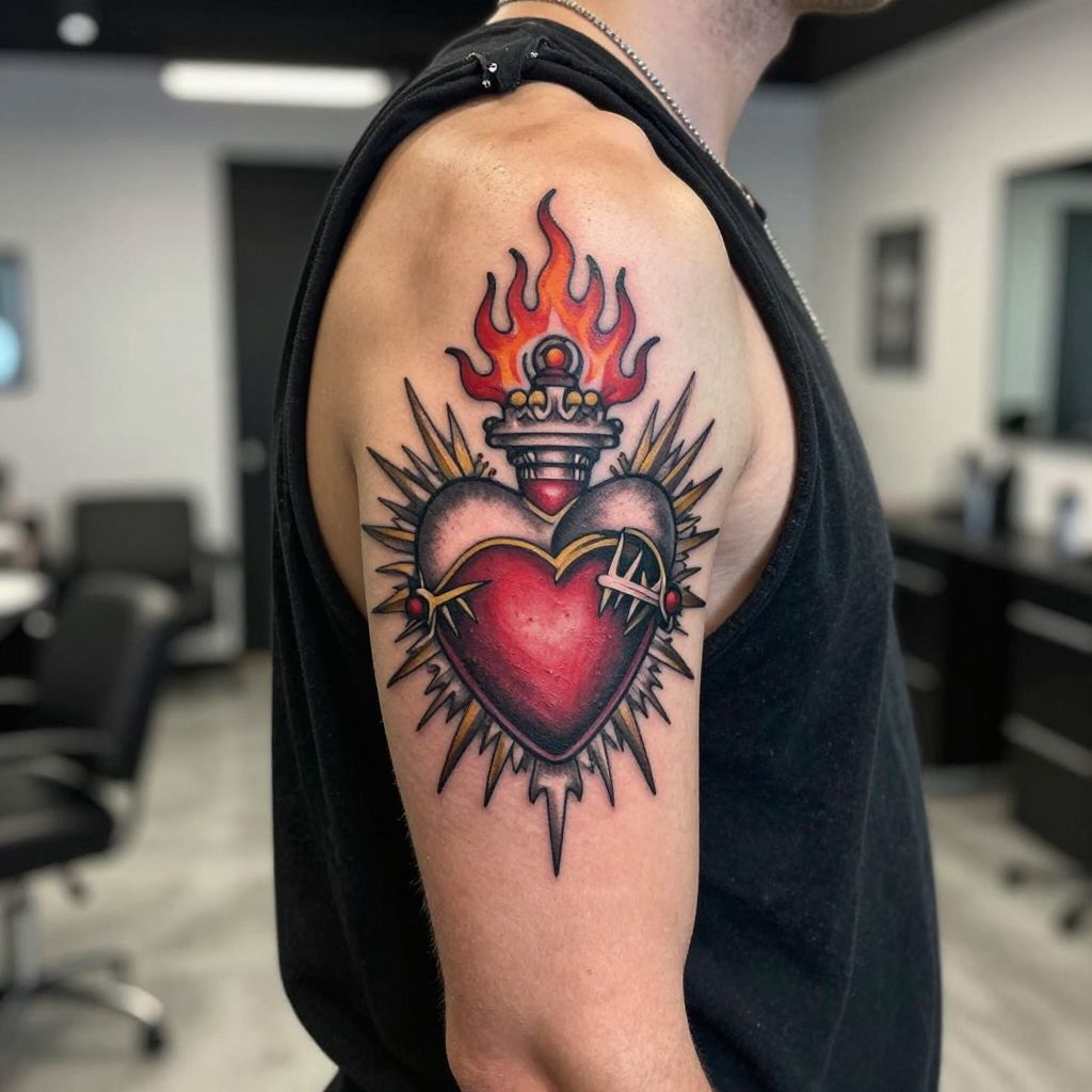 Sacred heart flash tattoo ideas