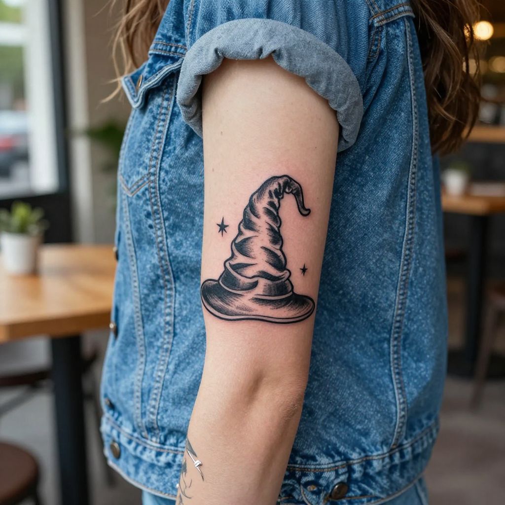 Single wizard hat flash tattoo ideas