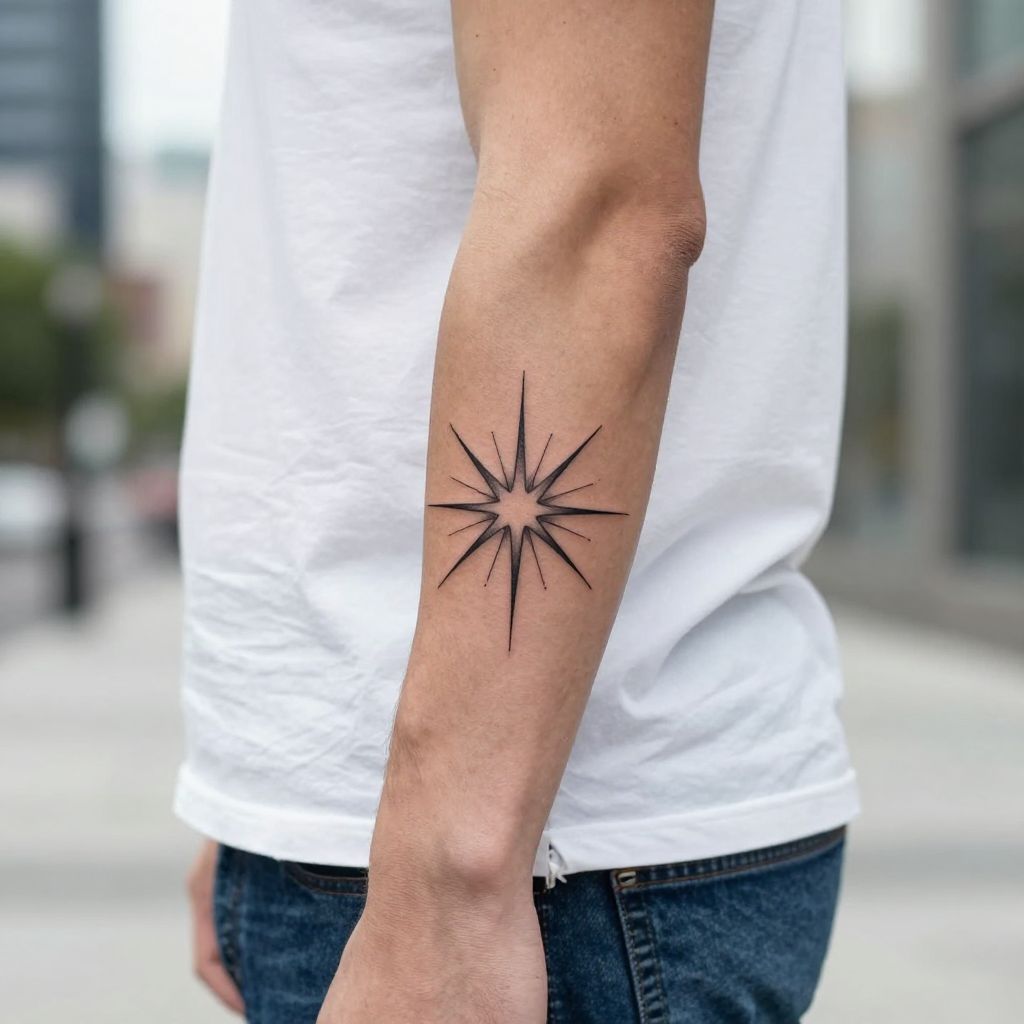 Shining starburst flash tattoo ideas
