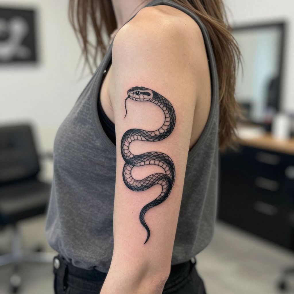 Small snake coil flash tattoo ideas