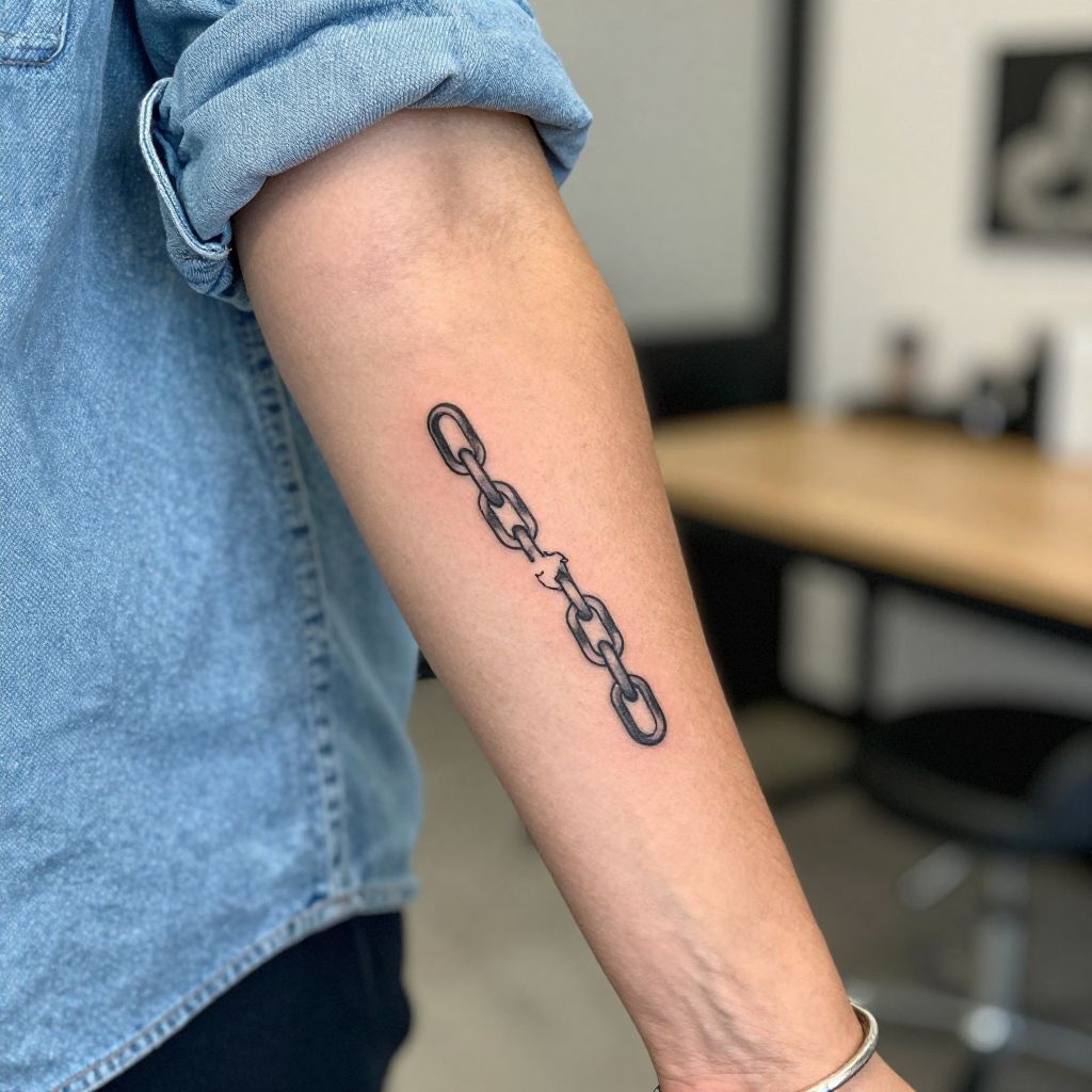 Broken chain link flash tattoo ideas