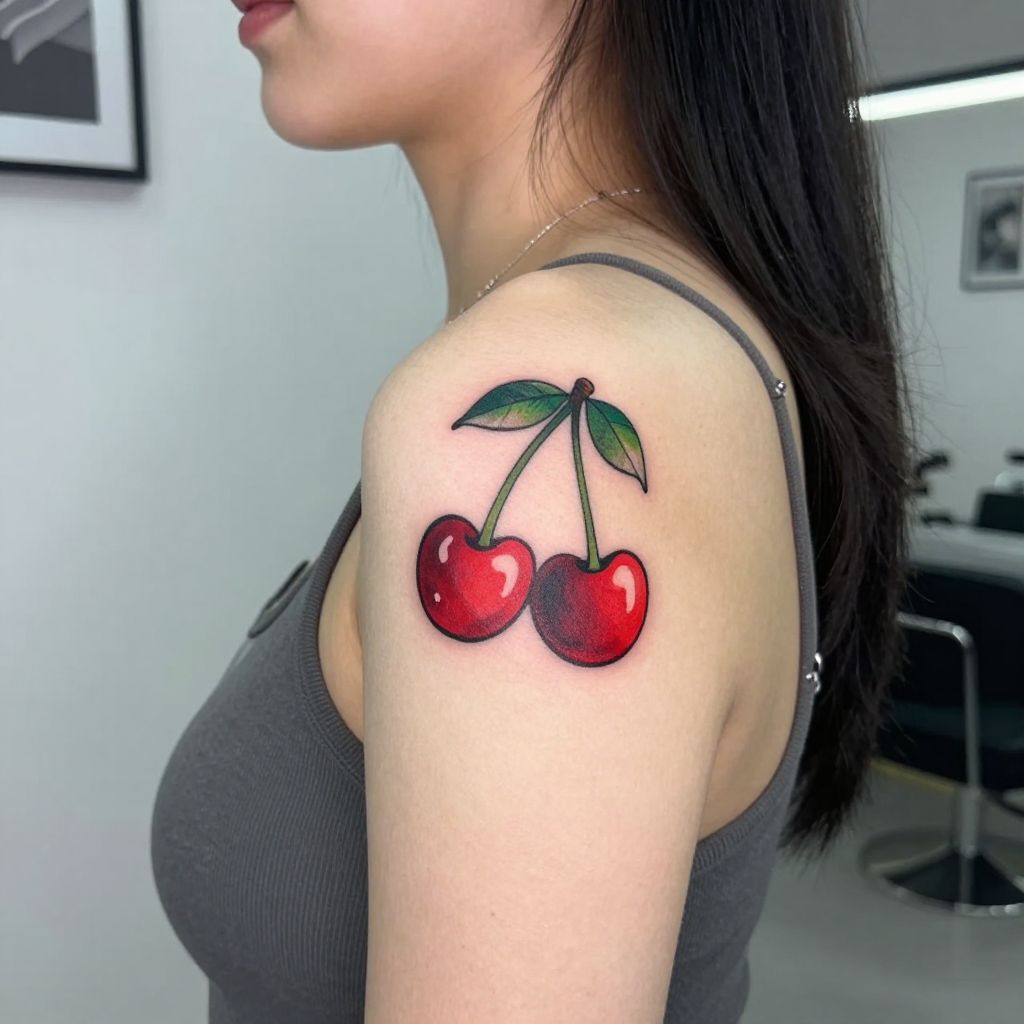 Cherry pair flash tattoo ideas