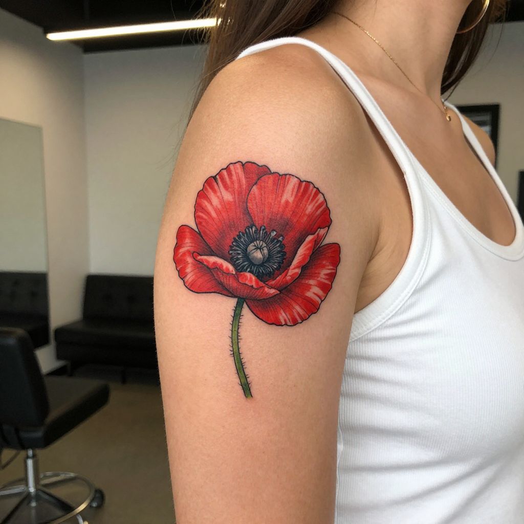 Poppy Hand Tattoo