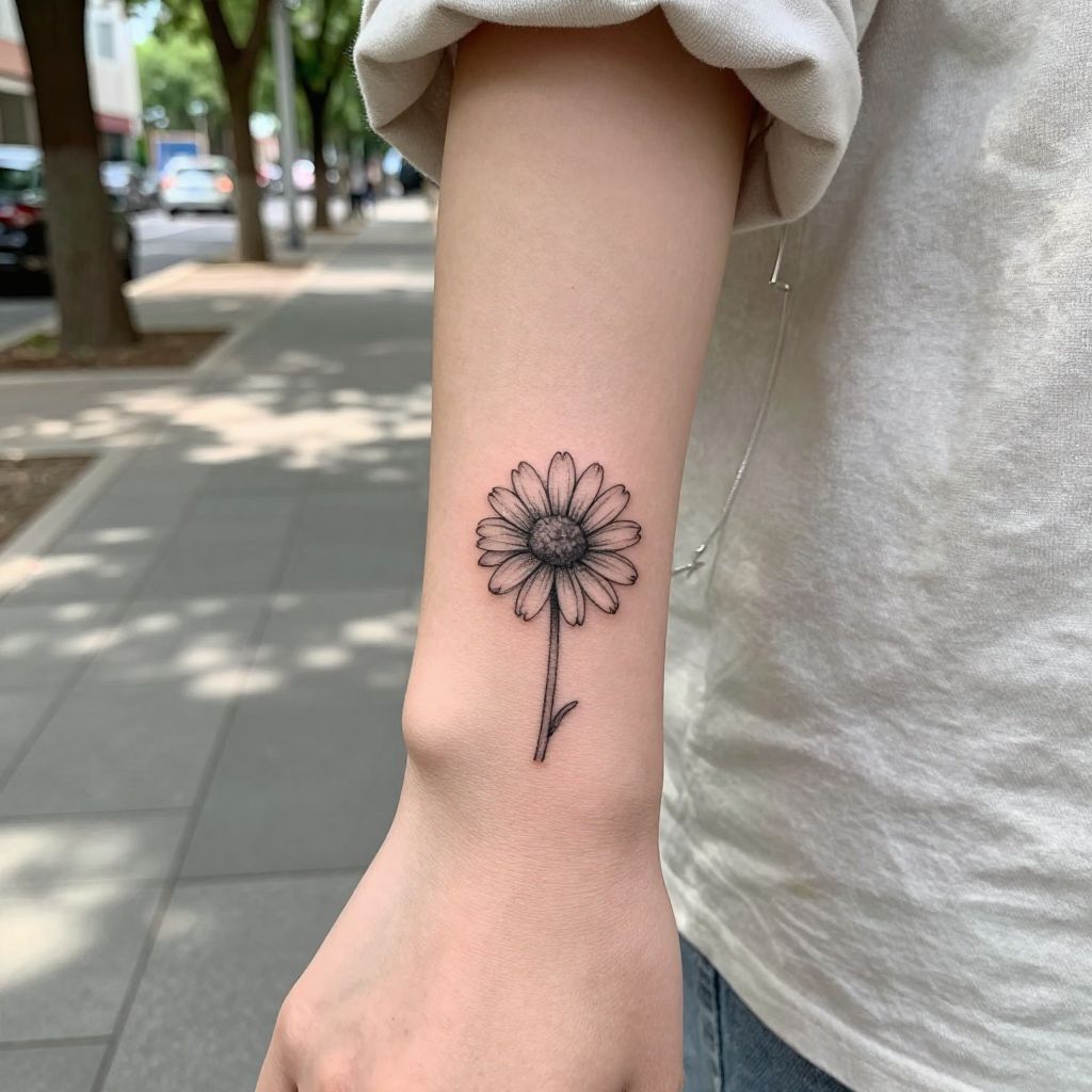 Daisy Wrist Tattoo