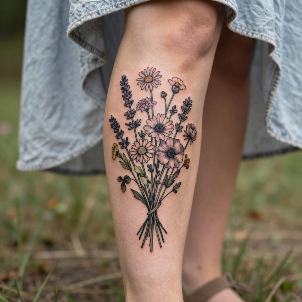 Wildflower Bouquet Tattoo