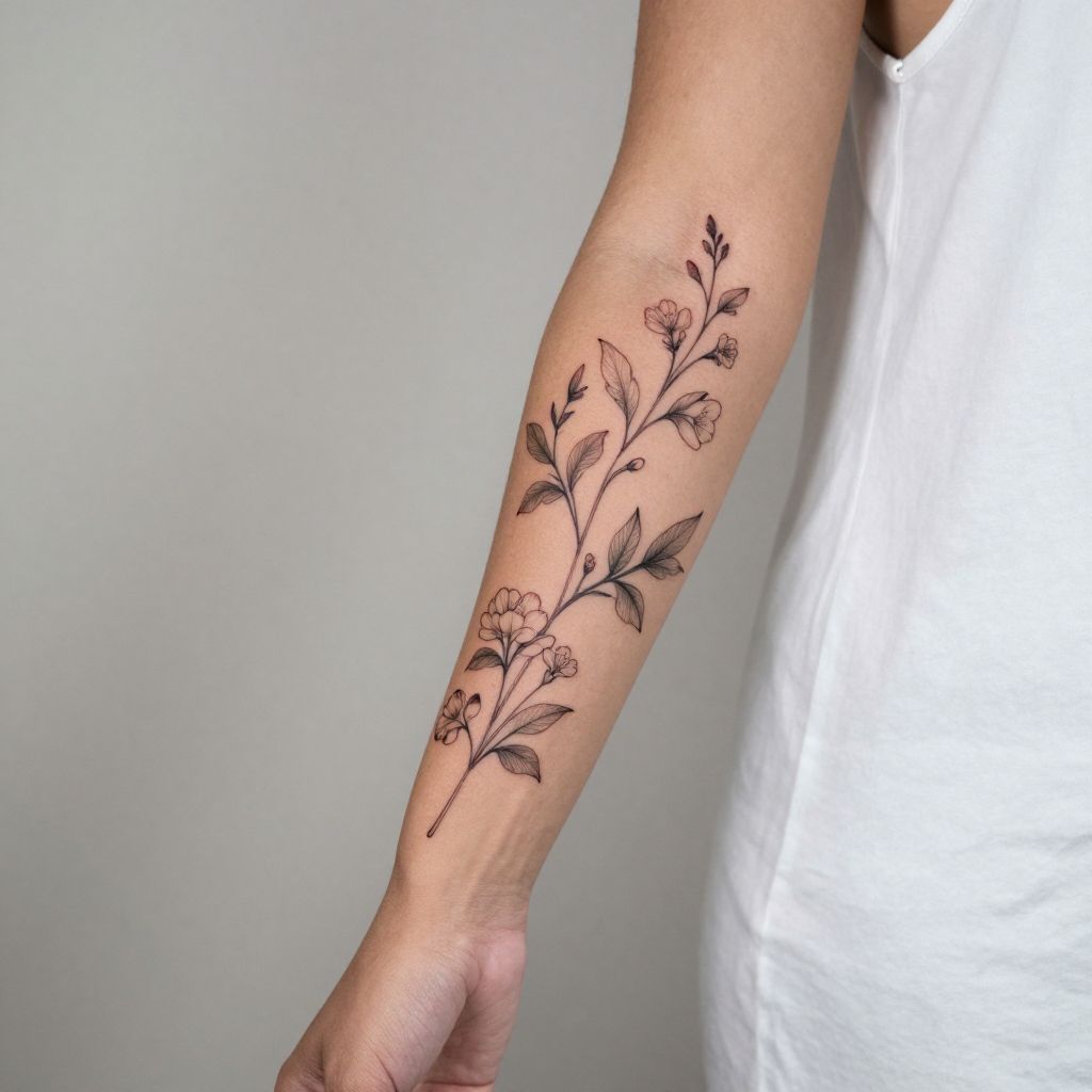 Botanical Vine Wrap forearm tattoo idea