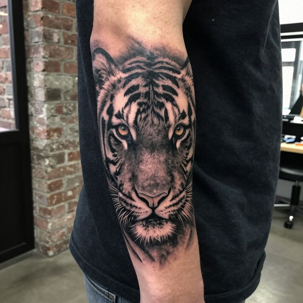 Tiger Eye forearm tattoo idea