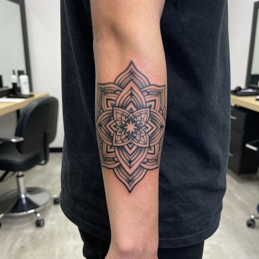 Sacred Geometry Pattern forearm tattoo idea